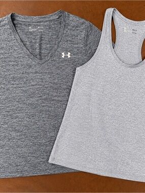 Under Armour Blue-grey HeatGear Tee & Tank Bundle Small